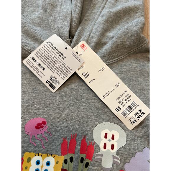 NWT Cactus Plant Flea Market CPFM Uniqlo SpongeBob SquarePants Hoodie XS 150 - Picture 4 of 8